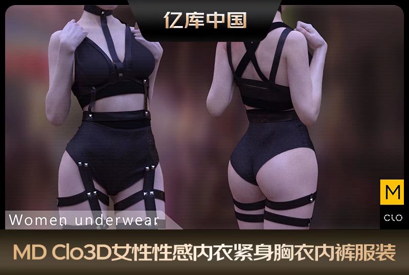 MD Clo3D女性性感内衣紧身胸衣内裤MD服装打版源文件3D模型