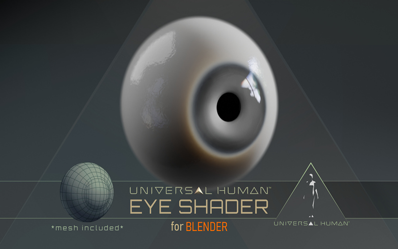 三维真实眼球着色器节点Blender预设 Universal Human Eye Shader 1.0