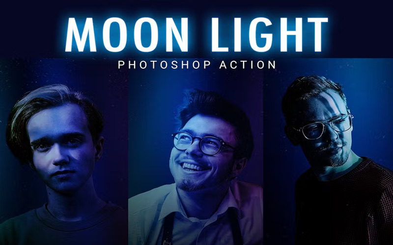 电影《月光》霓虹灯效果Photoshop动作 Aktion im Mondlicht