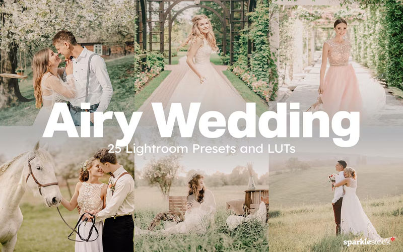 通透婚礼Lightroom预设和视频调色Luts预设 Airy Wedding