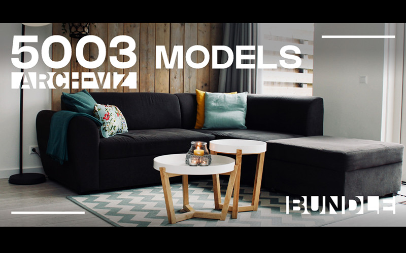 【Blender预设】四套5003个室内家具桌椅板凳沙发床柜子灯具植物3D模型